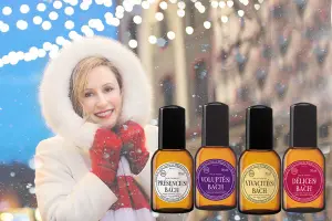 Eau de Parfum Vivacite in front of wall and snow background with woman wearing a warm fur coat with white trim 600x400x72